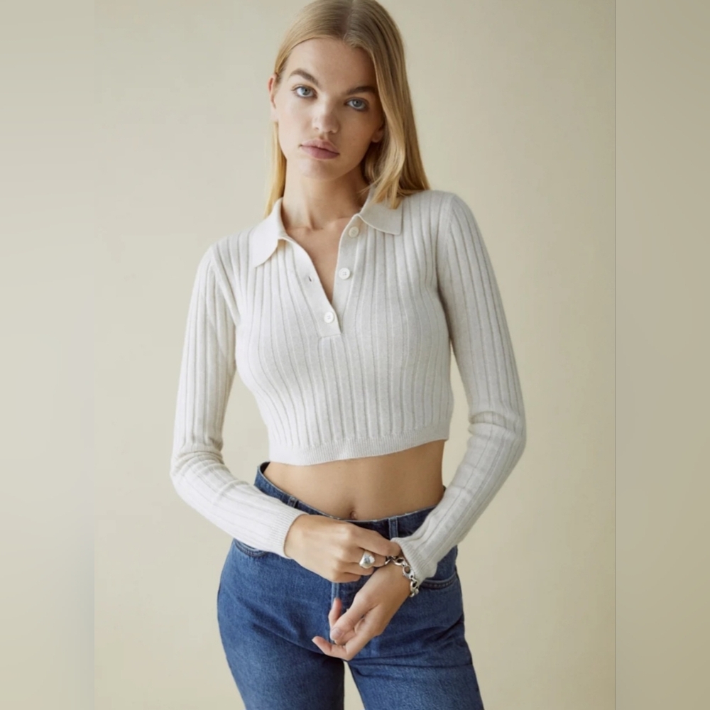 REFORMATION Clancey Cashmere Henley Sweater